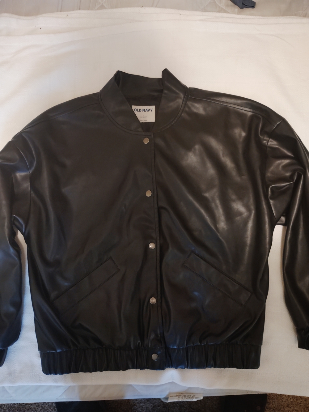 Old Navy Black Faux Leather Bomber Jacket
